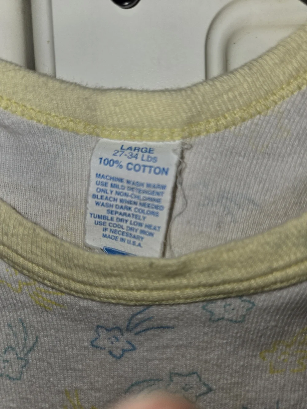 White Baby Sleep Gown with Pastel Rocking Horse Print